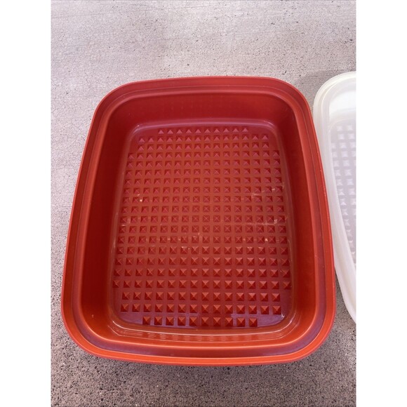 Tupperware 1518-2 Red Paprika Marinade Container Storage Dish & Lid 1518 Clean - Picture 2 of 6